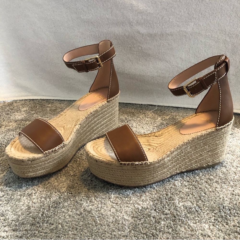 NWOT J.Crew Brown Leather Wedge